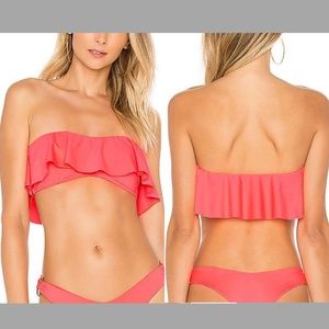 NEW L Space‎ Lynn Ruffle Bikini Top in Neon Pink [SZ XS ]